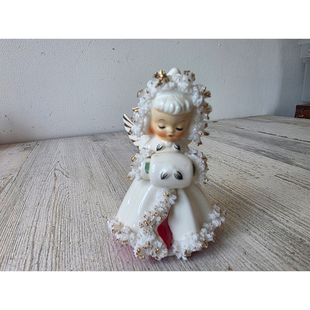 Vintage holt howard cherub Angel candle holder spaghetti muff Victorian statue